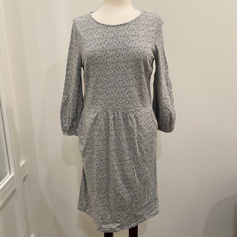 Boden Gray Cotten Dress with Blue and White Printed Stars Size 8R